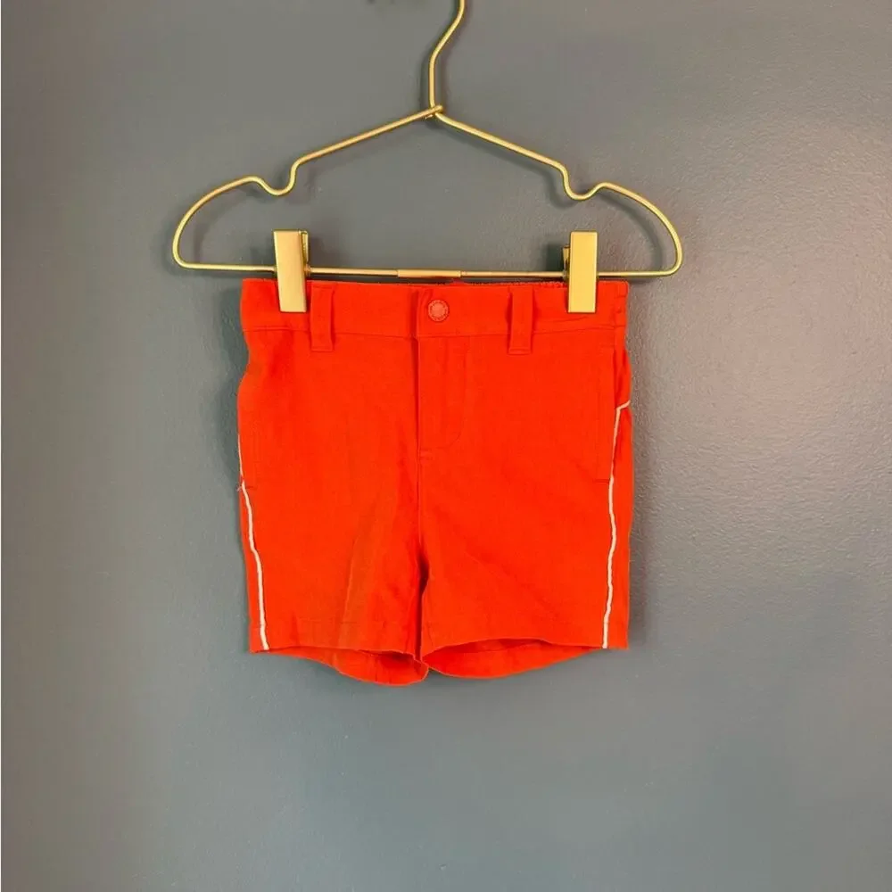 Janie & jack Striped Polo‎ Shirt and Orange Shorts Set